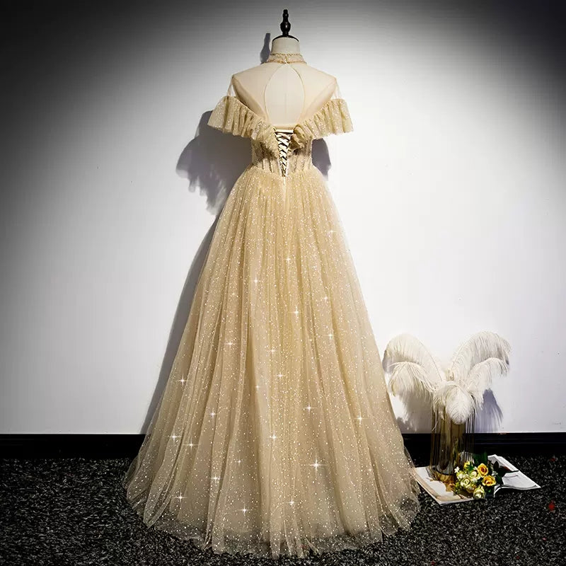 A-Line Tulle Long Prom Dress