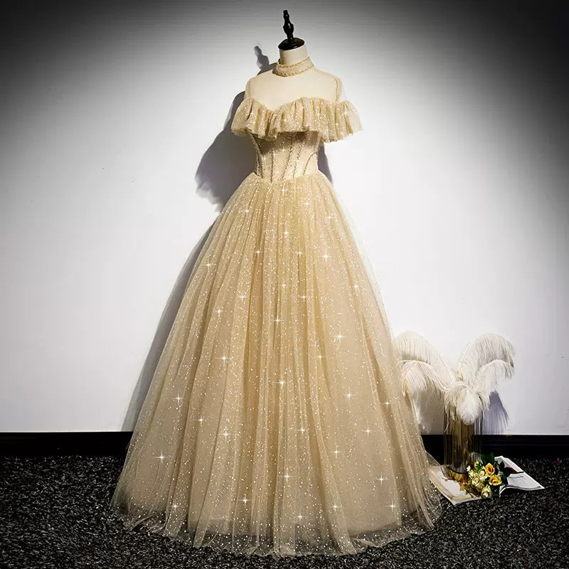 A-Line Tulle Long Prom Dress