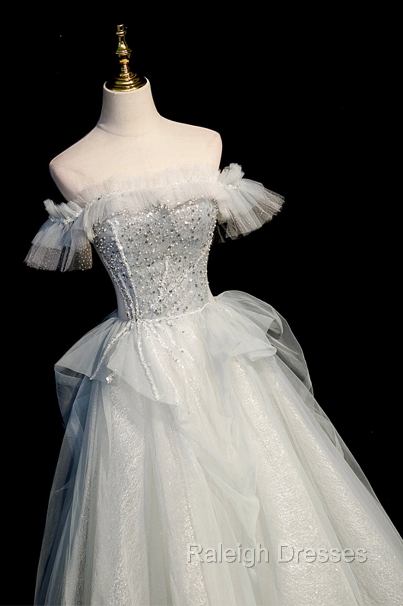 A-Line Tulle Long Prom Dress with Beading Secondary image