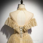 A Line Tulle Long Prom Dresses