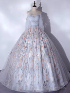 A-Line Tulle Sequin Lace Long Prom Dresses Lace Long Prom Dresses