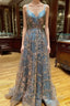 A-line Tulle Straps Sequins Lace Prom Dress Split Evening Dress