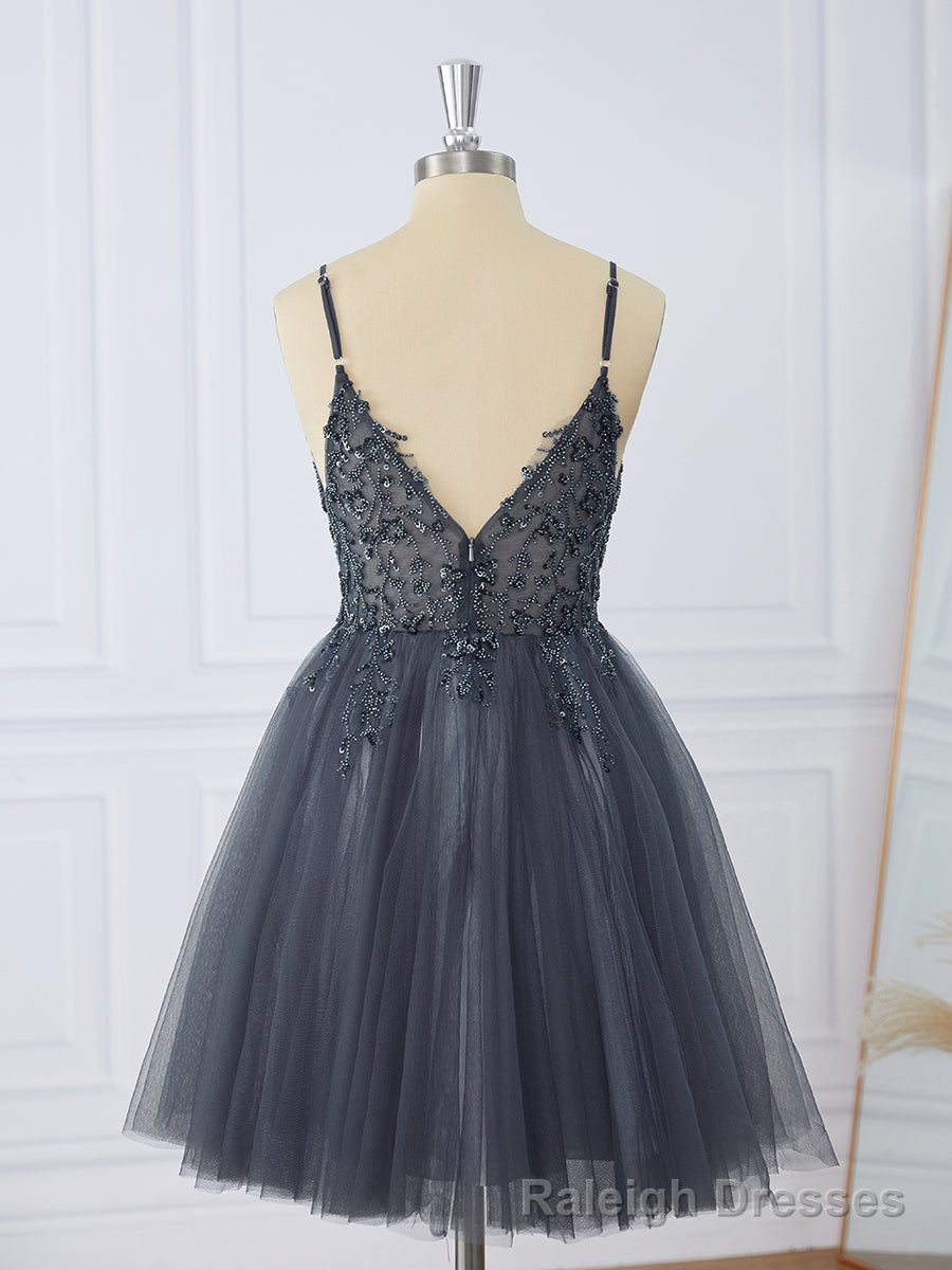 A-line Tulle V-neck Beading Short/Mini Dress Secondary image