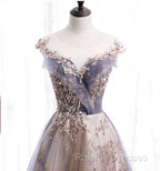 A-line Tulle with Lace Applique Party Dress Tulle Long Prom Dress prom dresses shops