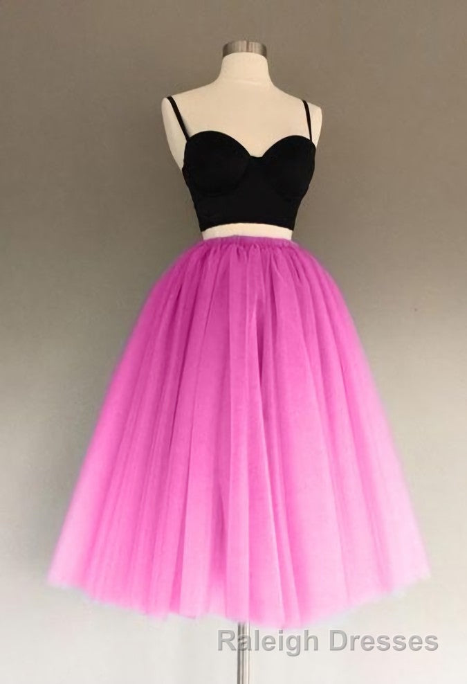 A Line Two Piece Homecoming Dresses Short Tulle Prom Gowns