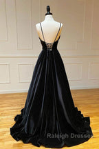 A Line V Neck Backless Black Velvet Long Prom Dress V Neck Black Prom Dress Black Velvet Prom Dress