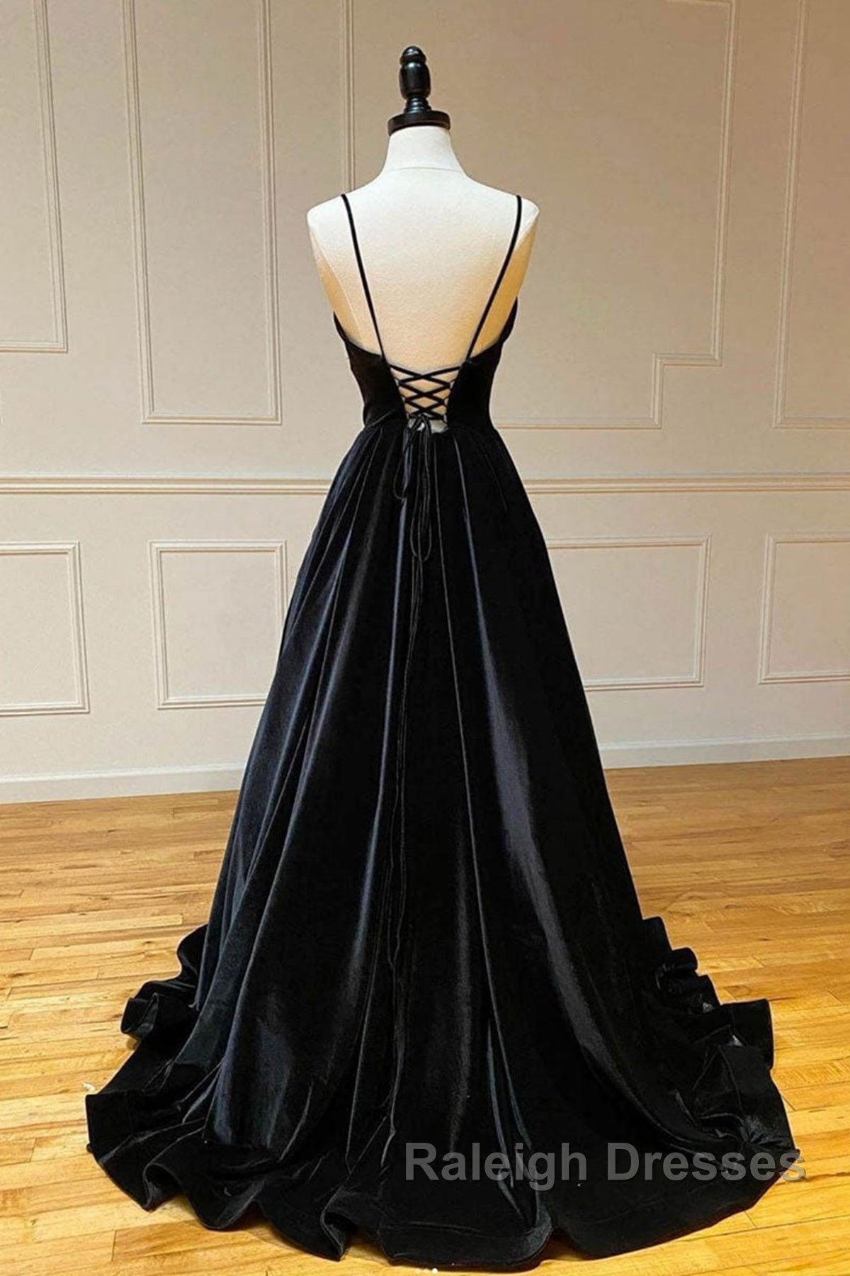 A Line V Neck Backless Black Velvet Long Prom Dress V Neck Black Prom Dress Black Velvet Prom Dress