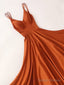 A Line V Neck Floor Length Satin Prom Dresses, V Neck Satin Long Formal Graduation Evening Dresses