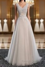 A Line V Neck Gray Floral Long Prom Dress V Neck Gray Long Floral Prom Bridesmaid Dress
