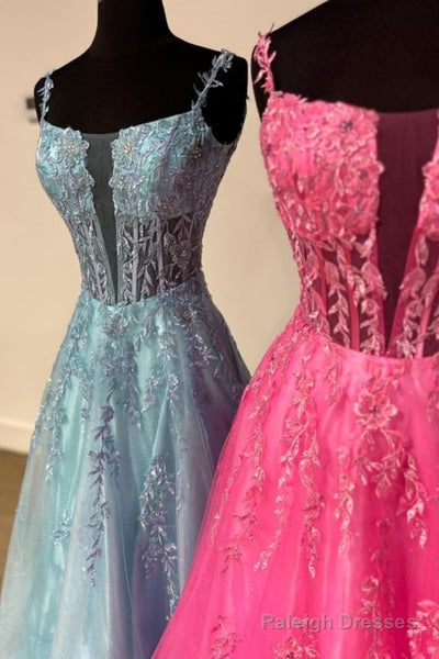 A-Line V Neck Lace Prom Dresses Long Prom Graduation Prom Dresses Secondary image
