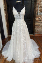 A-Line V Neck Open Back White Lace Long Prom Dresses V Neck White Lace Prom Dresses White Lace Prom Dresses A1502