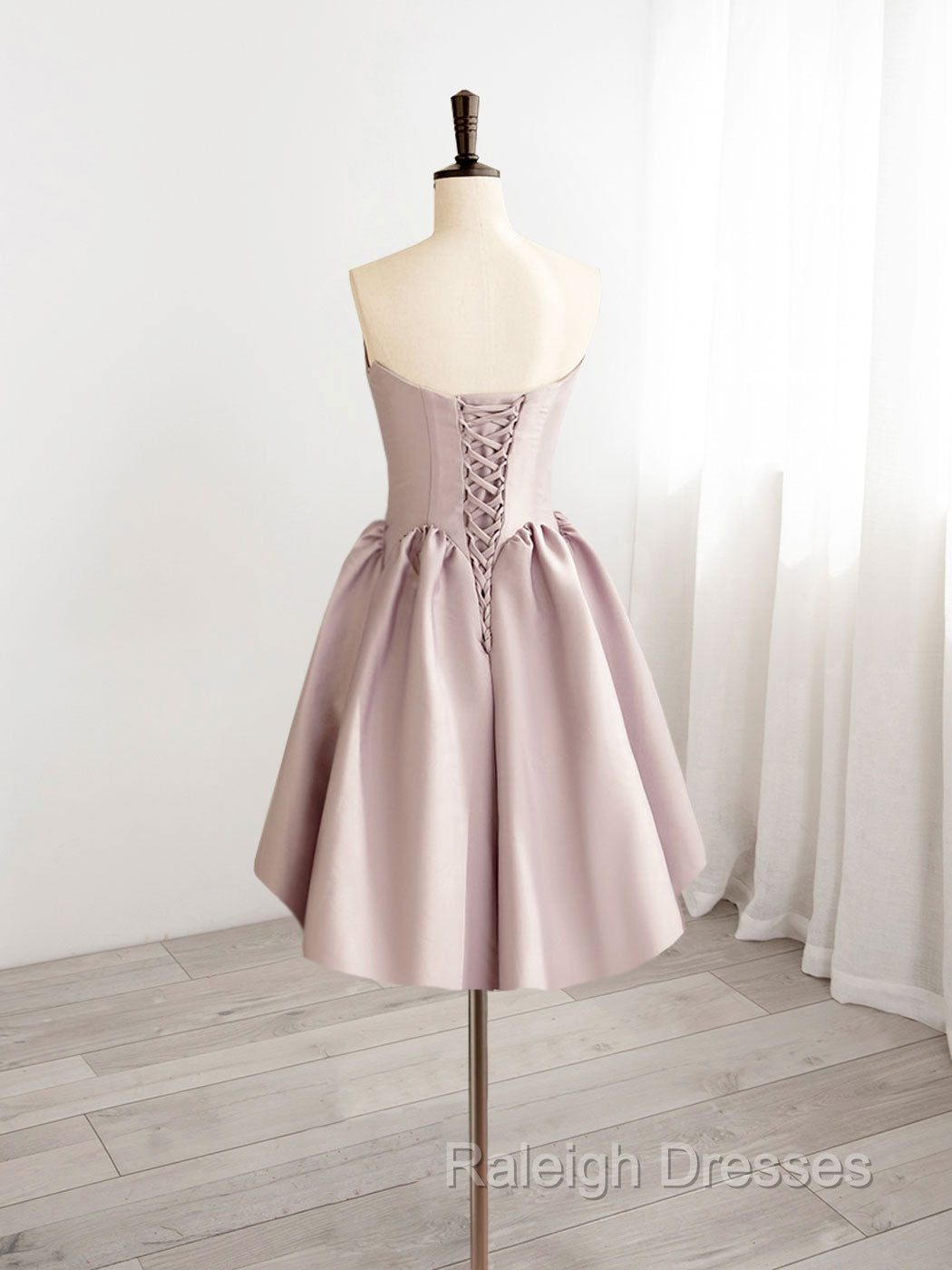 A-Line V  Neck Pink Short Prom Dress, Pink Homecoming Dresses Secondary image