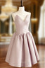 A-Line V  Neck Pink Short Prom Dress, Pink Homecoming Dresses