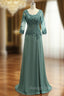 A-line V-neck Plus Size Green Mother Of The Bride Dresses