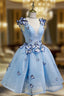 A Line V Neck Prom Dresses Tulle Short Homecoming Dress