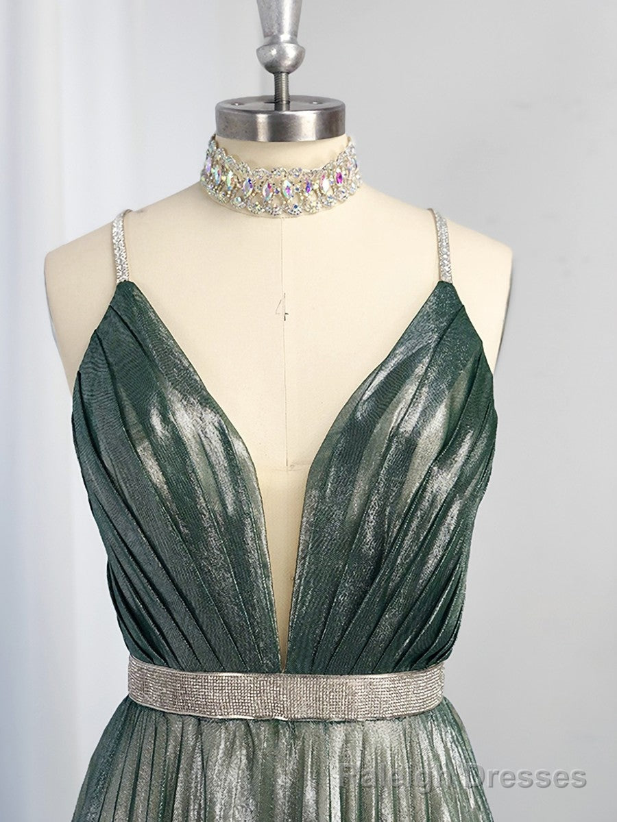 A-line V-neck Ruffles Floor-Length Dress