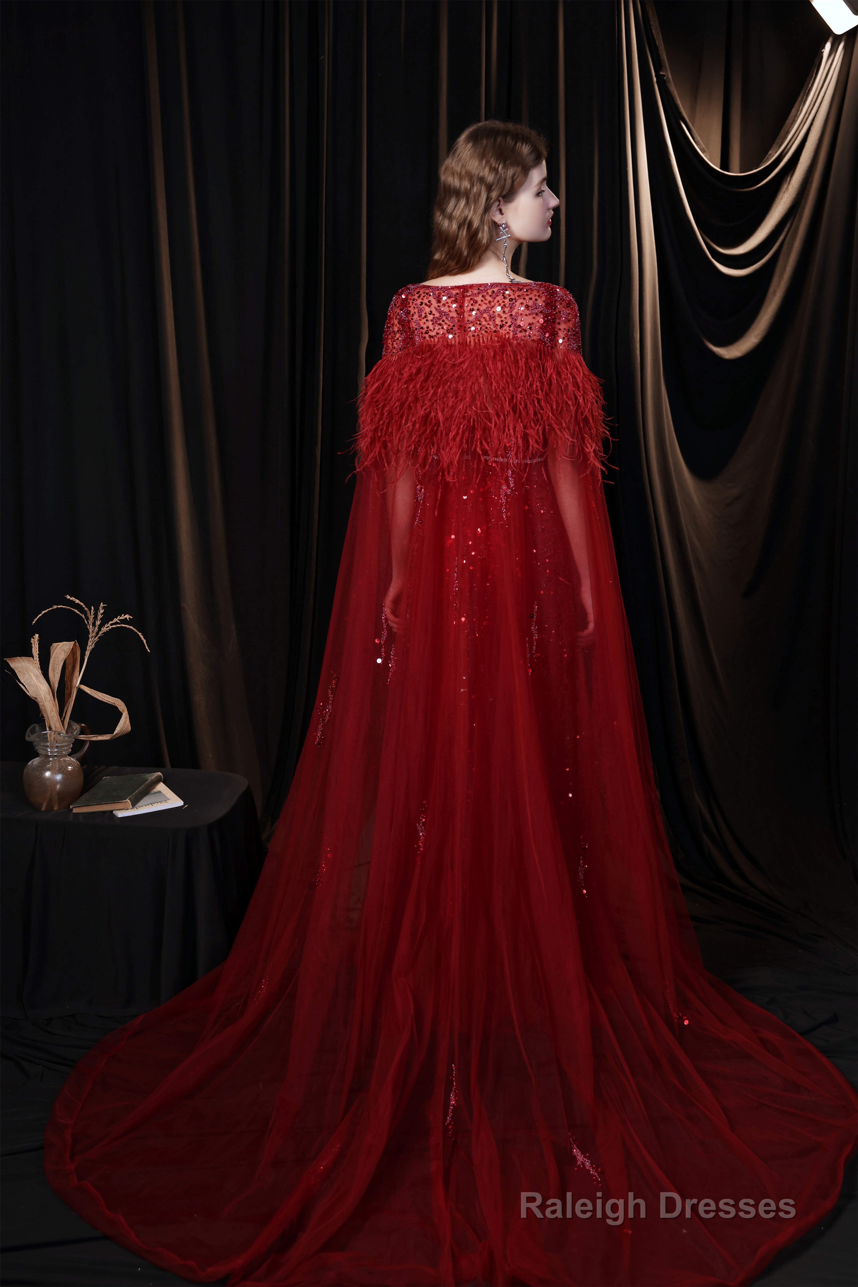 A Line V-neck Shiny Sequin Beaded Prom Dresses