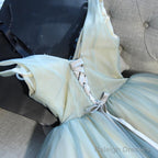 A-Line V Neck Short Blue Floral Prom Dress Short Floral Blue Graduation Homecoming Dress