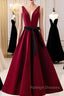 A Line V Neck Short Burgundy Prom Dresses, Wine Red Short Formal Graduation Homecoming Dresses