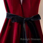 A Line V Neck Short Burgundy Prom Dress Wine Red Short Prom Graduation Homecoming Dress