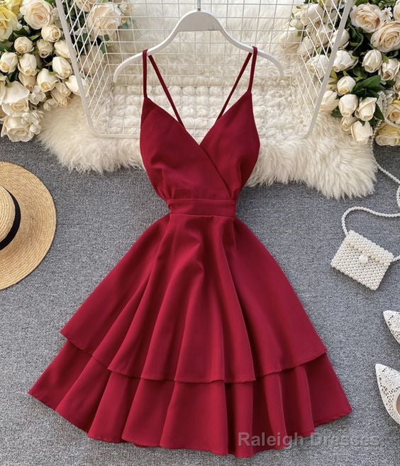 A Line V Neck Short Dress Summer Dress Homecoming Dress Main image
