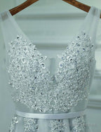 A Line V Neck Short Gray Lace Prom Dresses, Short Gray Lace Formal Homecoming Dresses