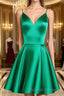 A Line V Neck Short Green Prom Dresses, Short Green V Neck Formal Homecoming Dresses