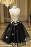 A Line V Neck Short Mini Tulle Short Prom Dresses Homecoming Dress