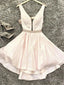 A Line V Neck Short Pink Prom Dresses, Short Pink Formal Graduation Homecoming Dresses