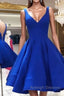 A Line V Neck Short Royal Blue Prom Dresses, Short Royal Blue Formal Homecoming Dresses