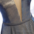 A Line V Neck Silver Gray Long Prom Dress Gray Long Prom Dress