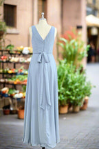 A Line V Neck Sleeveless Chiffon Bridesmaid Dresses