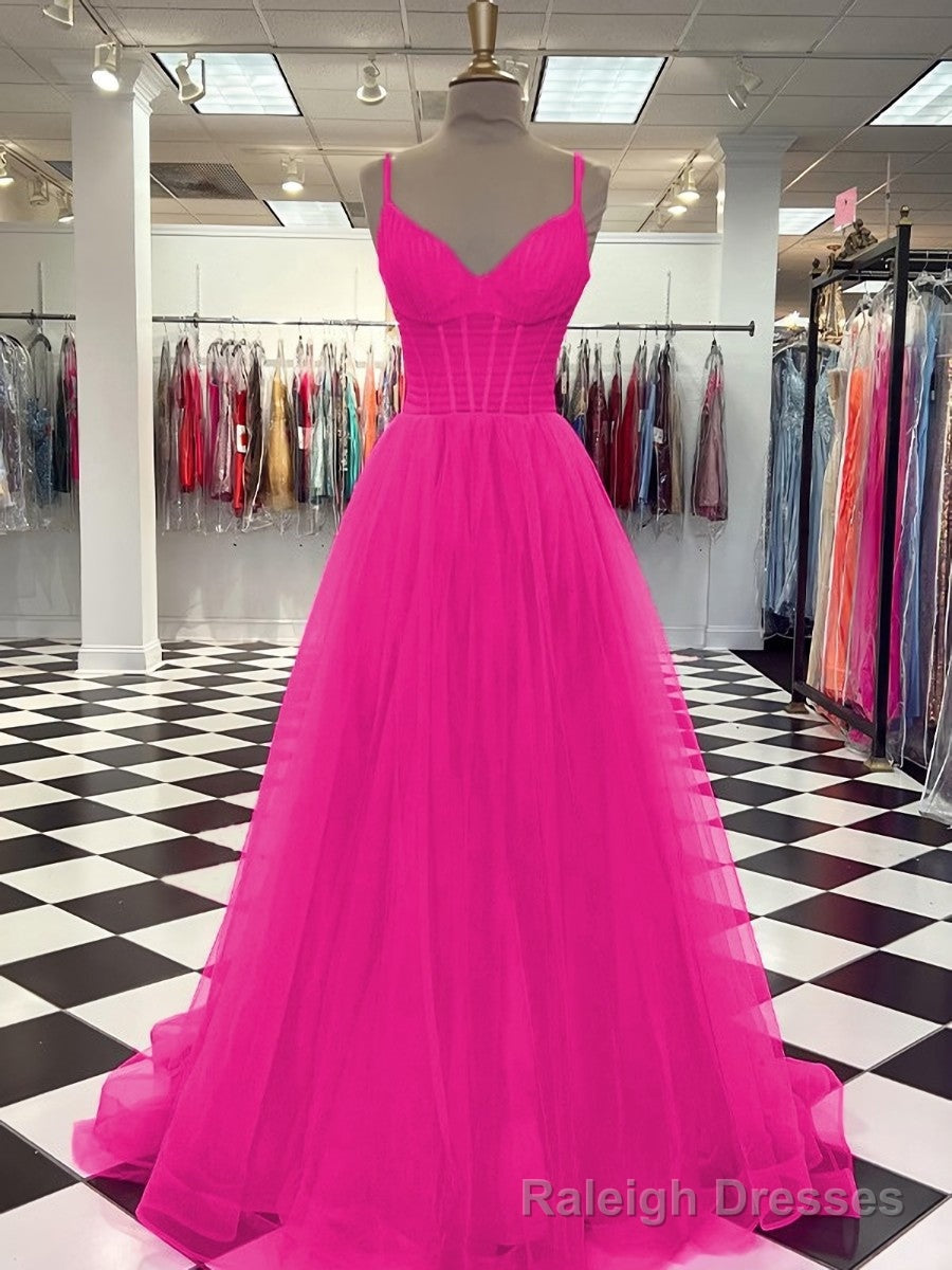 A-line V-neck Sweep Train Tulle Dress Main image