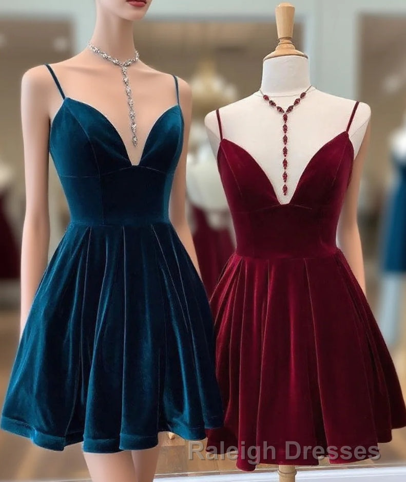 A-line Velvet V Neck Homecoming Dress Main image