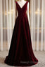 A-Line Velvet V-Neckline Sleeveless Long Party Dress Prom Dresses Bridesmaid Dress
