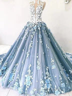 A-Line Vintage Backless Wedding Dresses Tulle High Neck