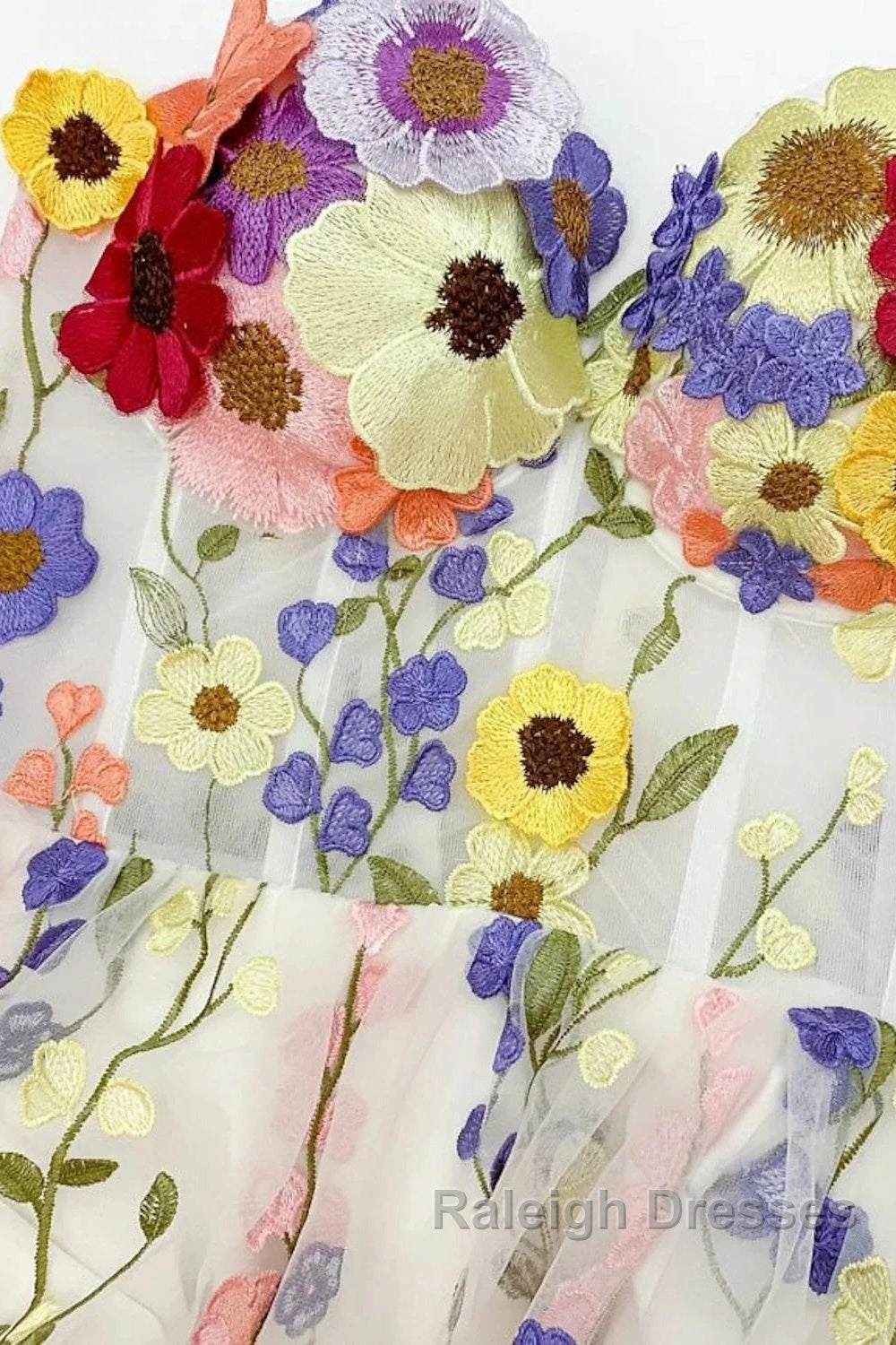 A-Line Wedding Guest Dresses Floral Dress Wedding Guest Floor Length Sleeveless Illusion Neck Wednesday Addams Family Cotton Backless With Embroidery Appliques