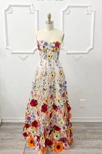 A-Line Wedding Guest Dresses Floral Dress Wedding Guest Floor Length Sleeveless Illusion Neck Wednesday Addams Family Cotton Backless With Embroidery Appliques