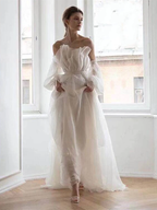 A Line White Long Organza Formal Prom Dress Formal Dress