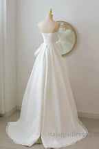 A-Line White Organza Long Prom Dress, White Long Formal Dress