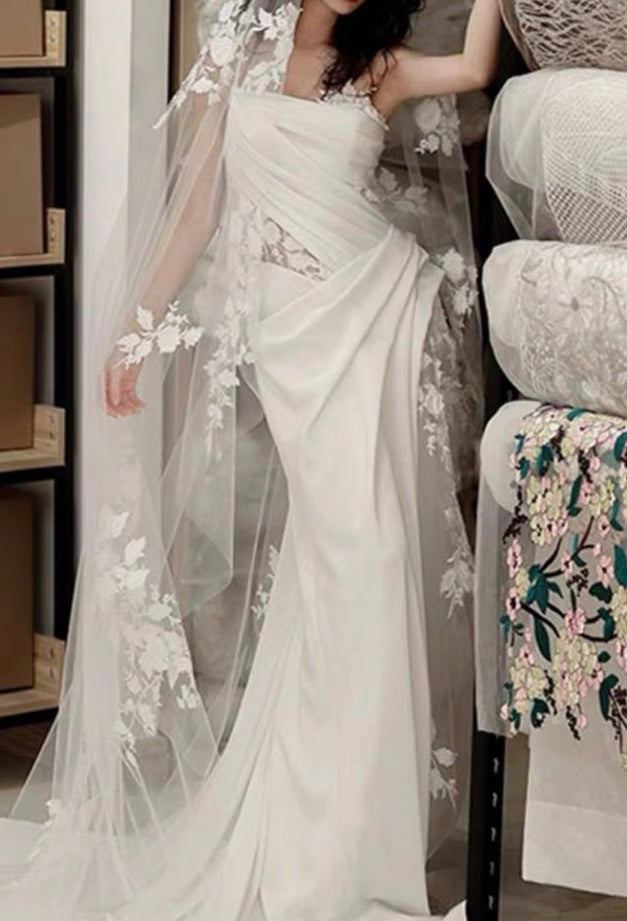 A-Line White Birthday Prom Dresses Lace Wedding Dresses Secondary image