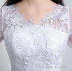A-Line White Tulle Appliques Long Sleeve Homecoming Dresses