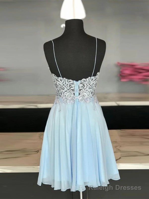 A-Shaped Princess Chiffon Sticker Fine Shoulder Strap Sleeveless Short Homecoming Dress Secondary image