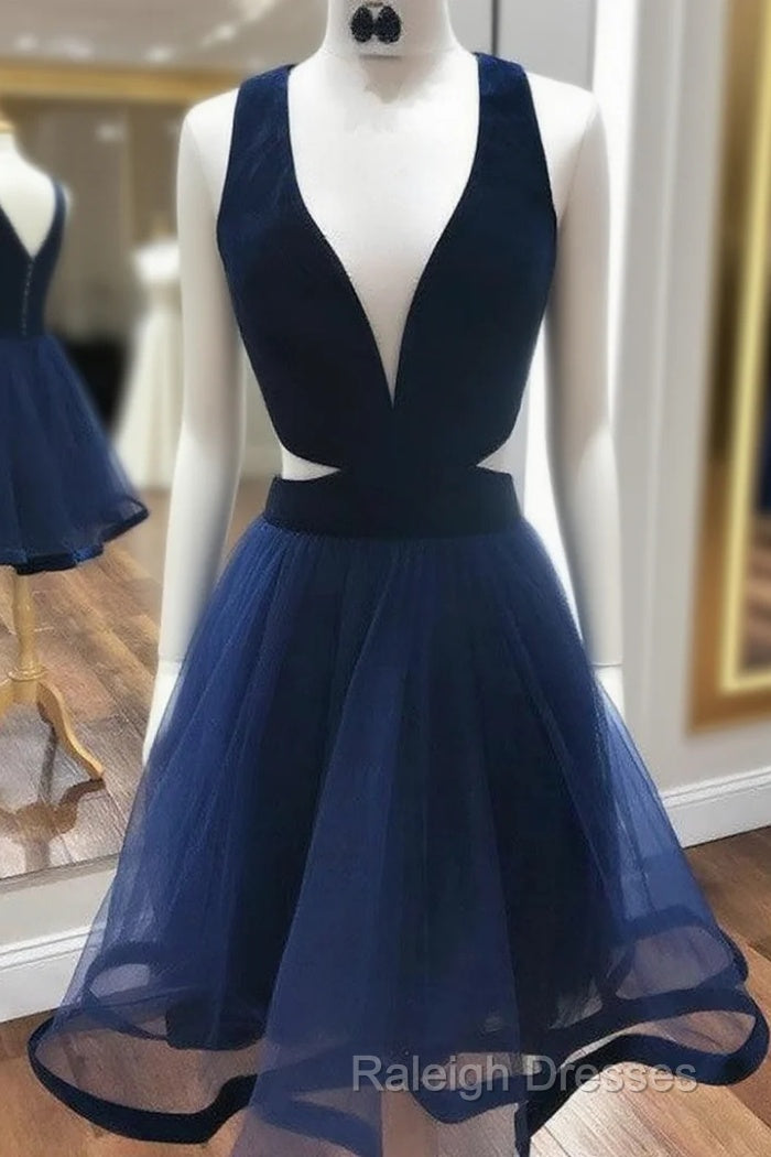 A-Shaped Princess Sheer Ruffled V-Neck Sleeveless Short Homecoming Dress Main image