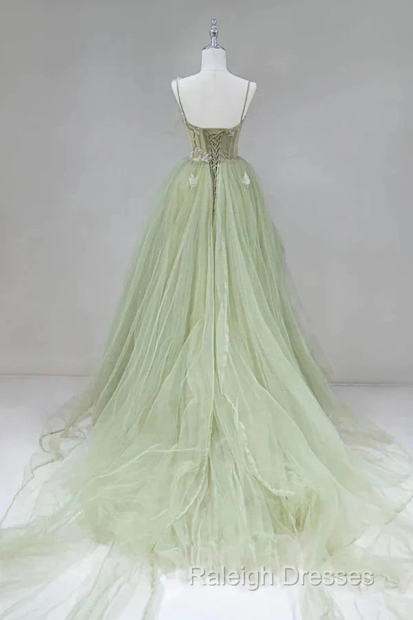 A-Shaped Tight Fitting Corset With Sage Green Chiffon On The Back Long Adult Dress Sage Prom Dress Secondary image