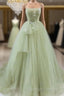 A-Shaped Tight Fitting Corset With Sage Green Chiffon On The Back Long Adult Dress Sage Prom Dress