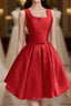 Cute A Line Satin Short Prom Dress, With Bow Evenig Dress