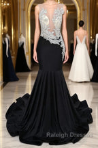 Portrait Trumpet Sweep Train Sleeveless Beading Evening Dress