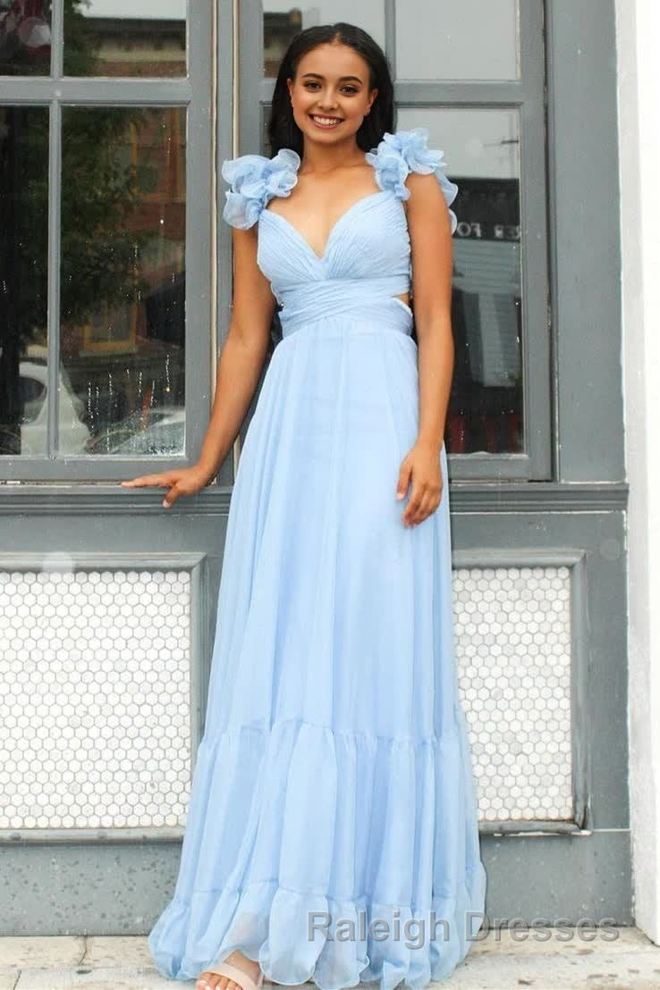 Lace-Up Fuchsia V Neck Ruffle Pleated Long Prom Dresses