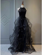 A Line Prom Black Dress Vintage Dress Wedding Prom Birthday Sweep